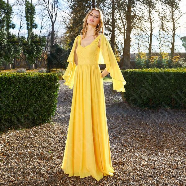 

party dresses charming prom yellow chiffon wedding guest gowns shoulder with straps full length back out, White;black