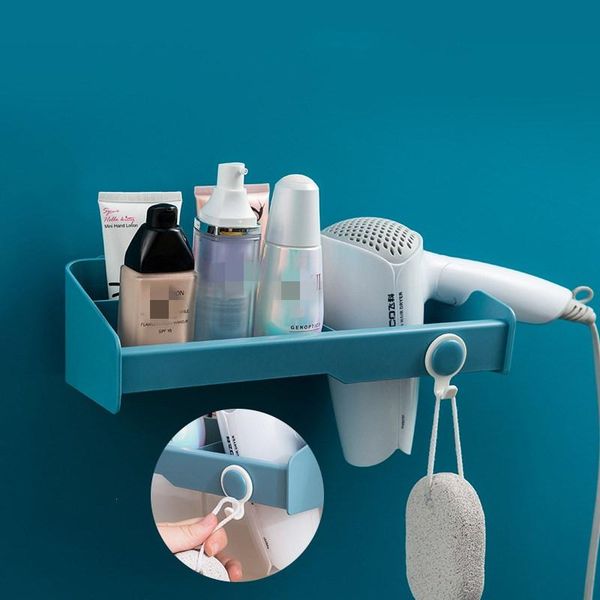 

bathroom shelves shelf wall mounted shampoo cosmetic hairdrier holder storage rack waterproof organizer towel hook