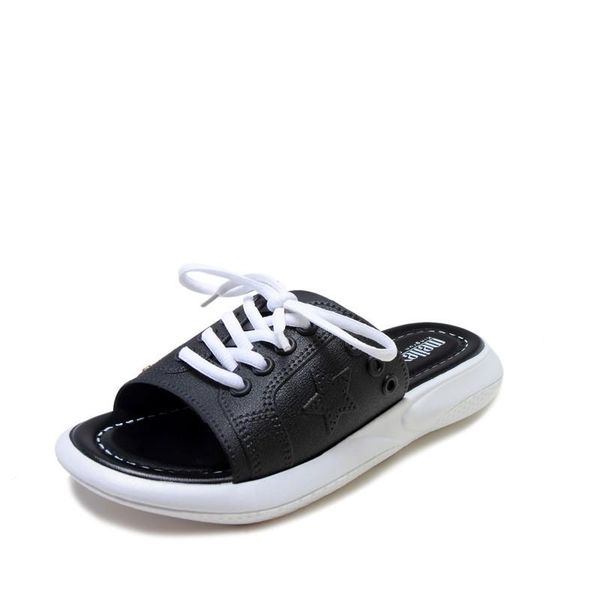 

fashion casual sneakers slides women sandals comfort platform lace-up slippers men couples shoes summer, Black