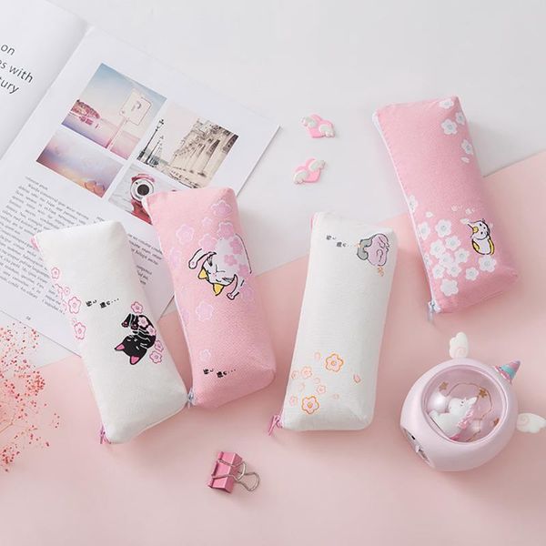 

kawaii pink cat pencil case pen box girls school stationery bag bags