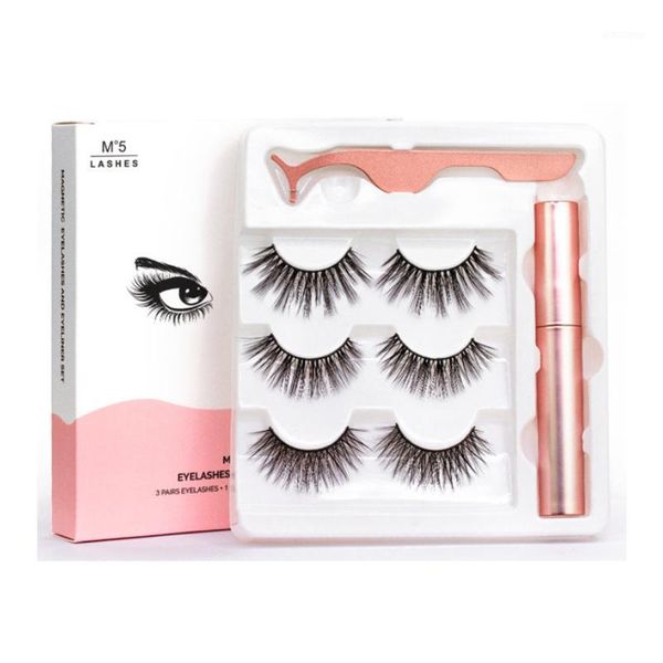 

pairs magnetic fake eyelashes & liquid eyeliner lashes tweezer set waterproof long lasting false eyelash extension1