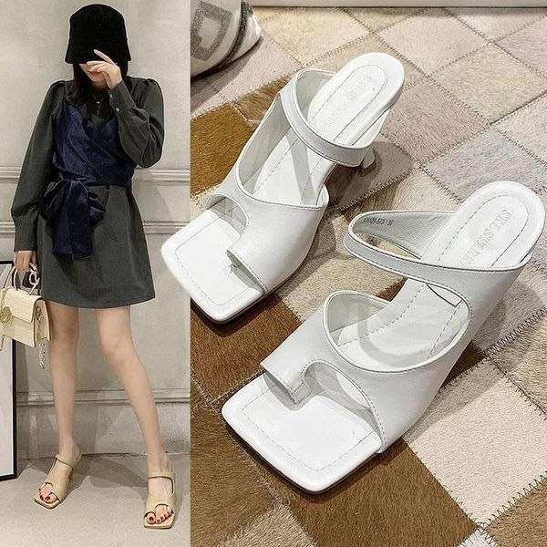 

sandals women heels luxury slippers high summer sandal weave casual slides office ladies sandalias de mujer, Black