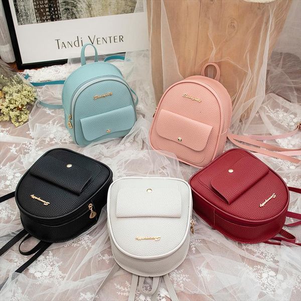 

litchi pattern women bags pu female bag simple womens backpack small casual