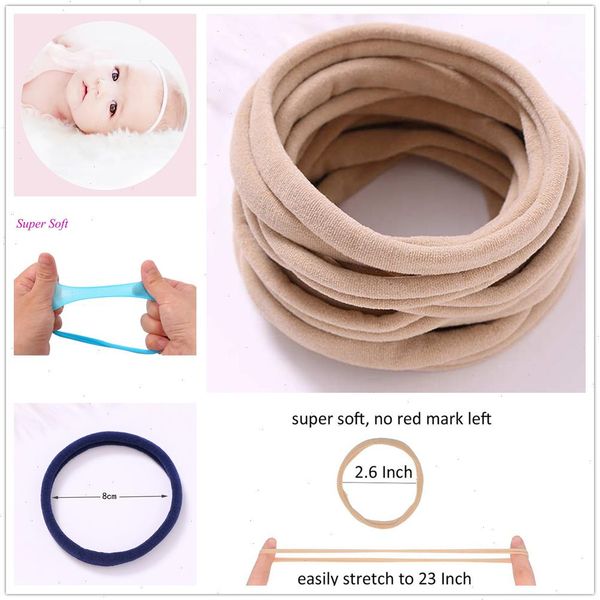 

11pcs lot soft nylon headband for baby girl diy hair accessories elastic head band kids children fashion headwear turban, Slivery;white