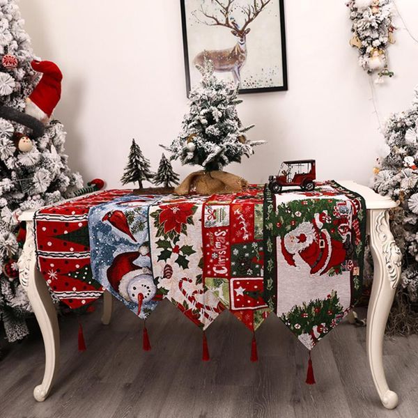

christmas decorations 2022 table runner cover cloth xmas tablecloth decor cotton linen dining for home party