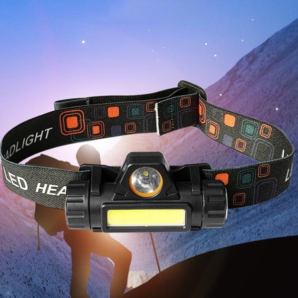 

portable headlamp head lamp headlight waterproof 12000lm cob led built in usb rechargeable 18650 battery outdoor working light bike lights