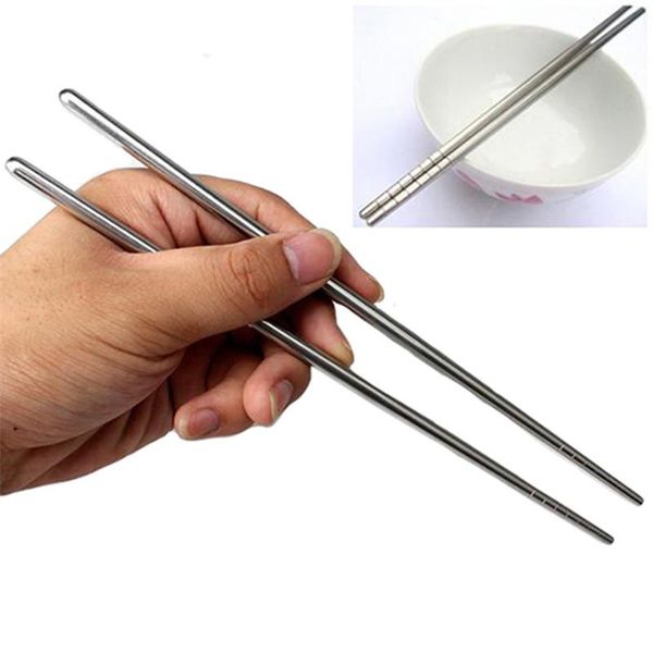 

pair korean stainless steel chopsticks laser engraving patterns sticks portable reusable chopstick sushi hashi 2021