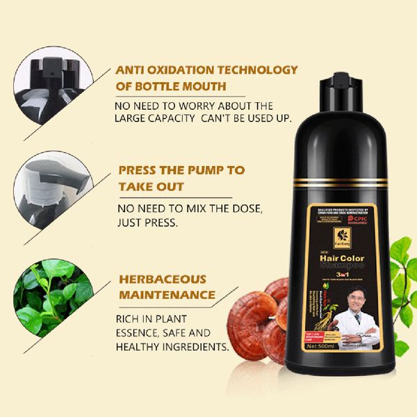 

500ml permanent hair shampoo organic natural fast hair dye plant essence hair colorng cream cover dye shampoo for women menscout