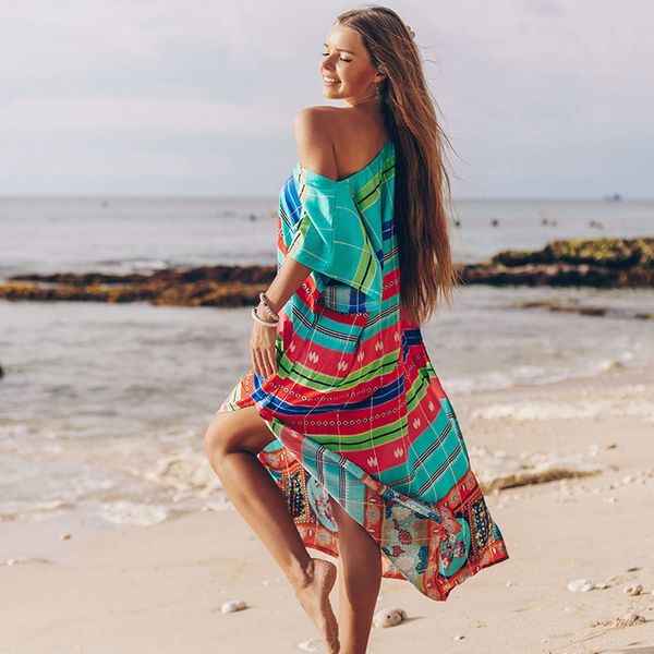 

new long boho dress sarongs bathing suit up robe plage wear women plus size swimwear pareo beach cover uping