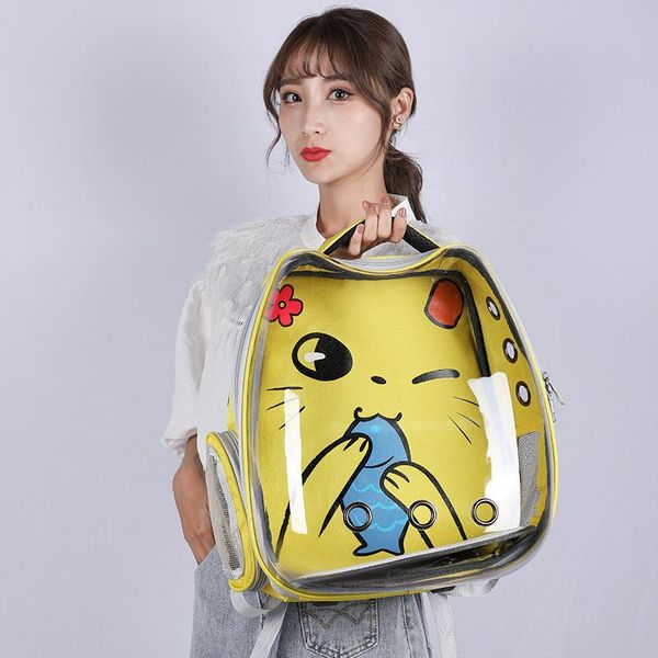 

dog car seat covers cartoons cat bag breathable pet outing portable transparent space