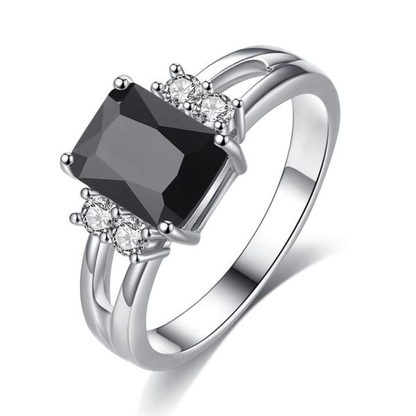 

cluster rings luxury wedding ring custom logo jewelry black cubic zirconia for women, Golden;silver