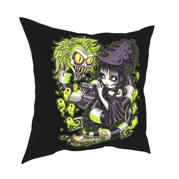 

cushion/decorative pillow strange and unusual beetlejuice pillowcase printing polyester cushion cover decor creepy horror throw case 40x40cm