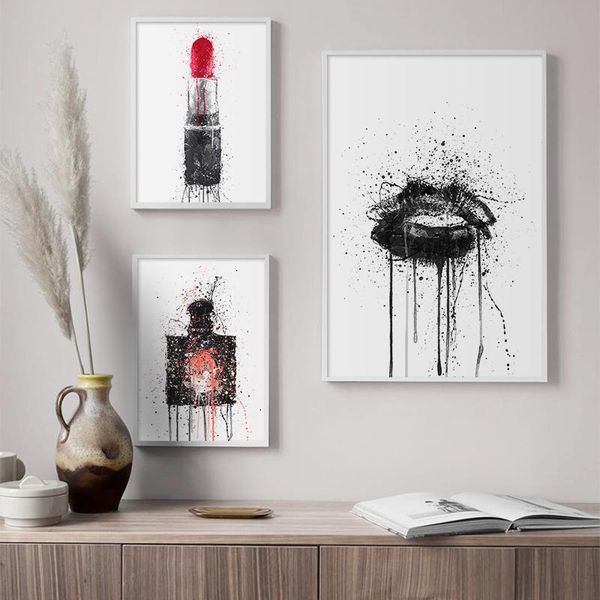 

paintings watercolor perfume make up posters and prints beauty lip wall art print lipstick pictures bedroom decoration home decor