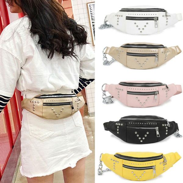 

ladies waist fanny pack rivet belt bag pouch hip bum women travel small purse bags