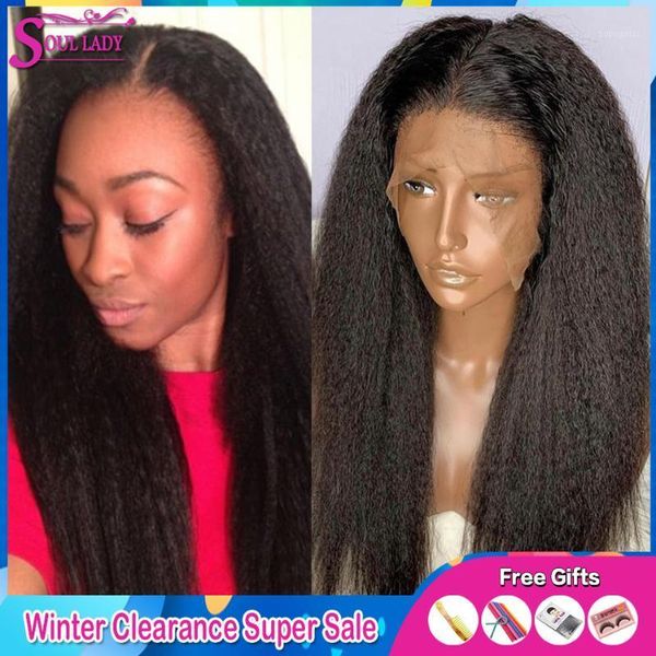 

kinky straight brazilian wig 13x4 13x6 yaki lace front human hair remy 150% 360 frontal wigs pre plucked with baby hair1, Black;brown