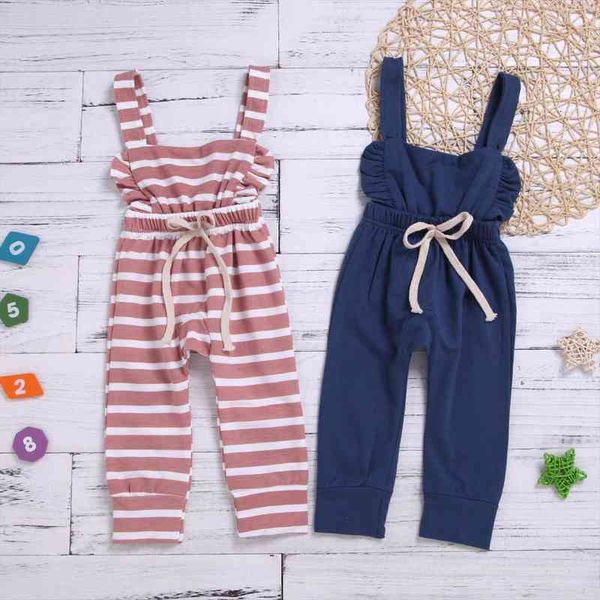

0 3t striped suspenders baby long trousers girls jumpsuit european and american style, Blue