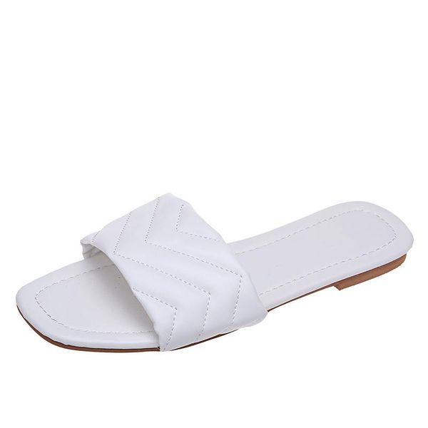 

slippers solid color women's 2021 casual simple fashion open-toed flat-bottomed home trend, Black