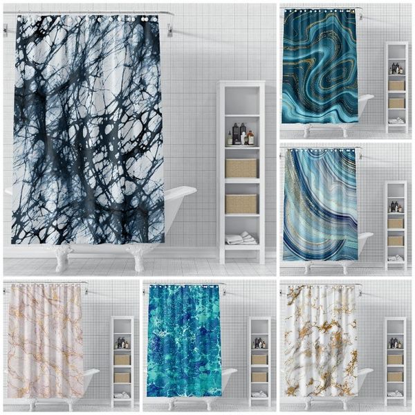 

shower curtains marble stripe pattern curtain abstract printed polyester anti-rust hook hole bath bathroom decoration waterproof