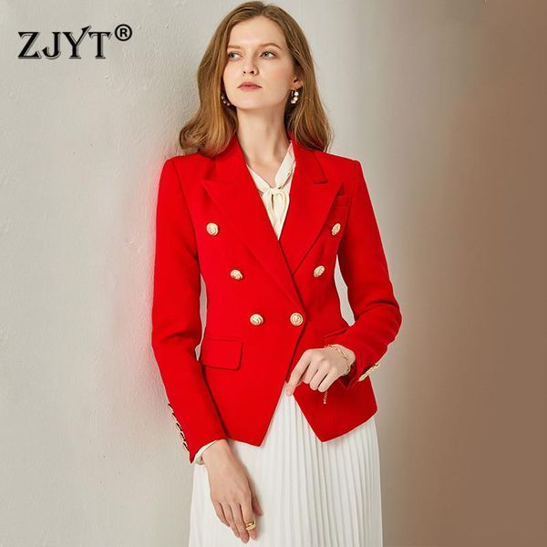 

women's suits & blazers women spring autumn office lady double breasted blazer jacket fashion notched collar long sleeve work suit coat, White;black