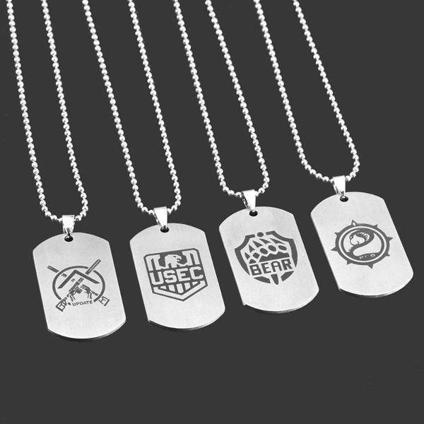 

keychains game escape from tarkov necklace bear usec car stainless steel pendant keychain jewelry gift, Silver