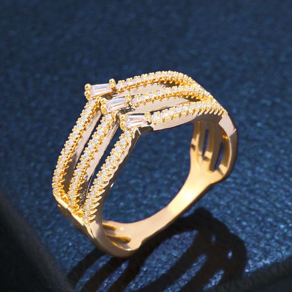 

creative women's hollow out 3-layer v zircon fashion ring rif76, Black