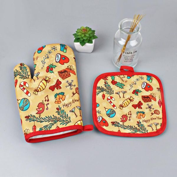 

oven mitts christmas pattern baking gloves and potholder set for kitchen microwave ti99