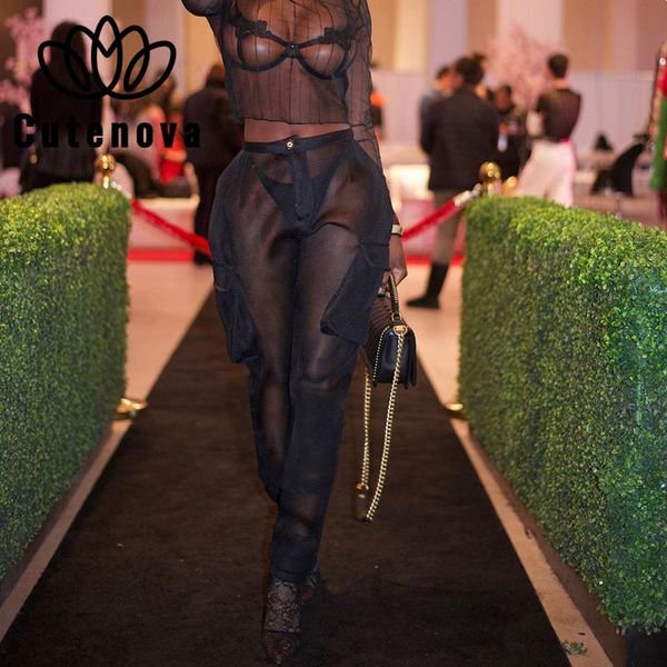 

women's pants & capris cutenova autumn/winter style mid-waist hip-wrapped casual trouse black fashion, Black;white