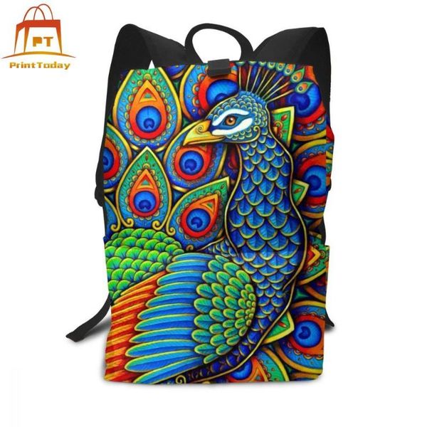 

backpack peacock backpacks multi pocket bag trend men's - women's print school bags