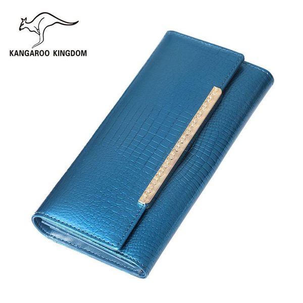 

wallets kangaroo kingdom fashion women patent leather long trifold lady purse holder wallet, Red;black