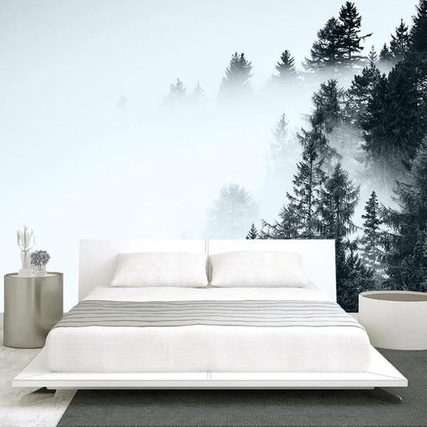 

wallpapers custom mural self adhesive wallpaper chinese style retro artistic forest fog mountain living room sofa bedroom background wall
