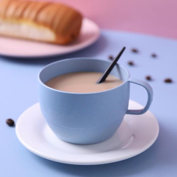 

cups & saucers super elegant and durable wheat straw milk coffee cup breakfast tea mug couple drinking
