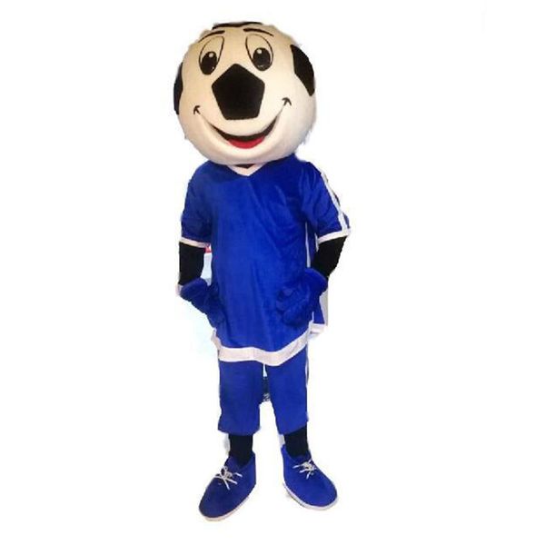 Costume da mascotte di calcio blu di Halloween Personaggio a tema anime dei cartoni animati di alta qualità Formato adulto Costume da festa di compleanno di carnevale di Natale