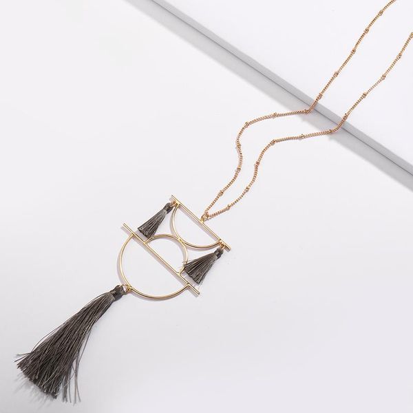 

pendant necklaces chiao 2021 fashion fall colors geometric cooper metals tassel for women, Silver