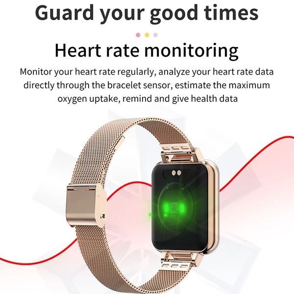 

lige alloy stainless steel smart watch women fashion waterproof ladies smartwatch android ios heart rate blood pressure monitorg, Slivery;brown