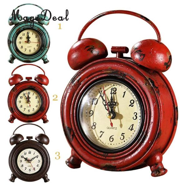 

wall clocks mute silent retro decorative round metal dial clock home decoration desk