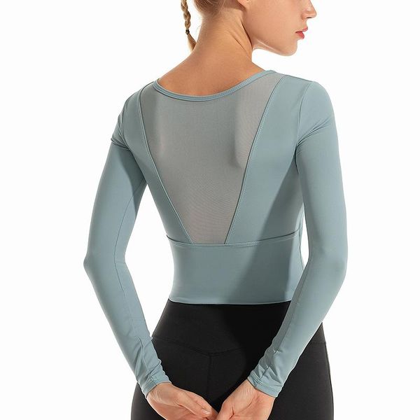 

yoga outfit women shirt workout gym activewear long sleeve sports wear purple