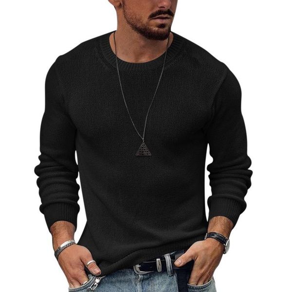 

men's sweaters casual slim long-sleeved sweater solid color round neck bottoming shirt warm fit, White;black