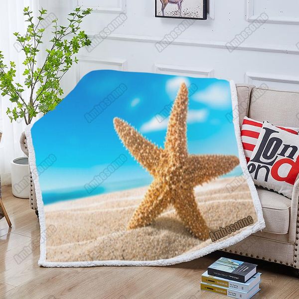 

blankets starfish on the beach blanket throw summer kids bed sofa picnic custom