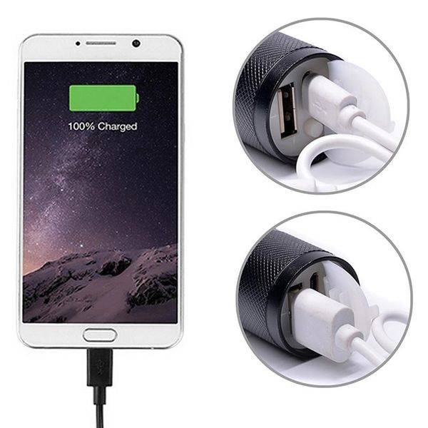 

led tactical torch zoomable rechargeable usb charger lamp camping light built-in battery flashlights torches