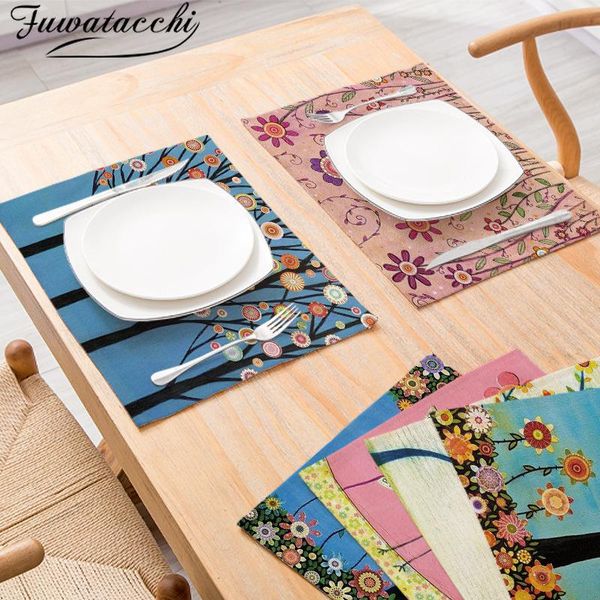 

mats & pads fuwatacchi tree flower decor placemats for dining table linen non-slip mat kitchen decorative cup xmas cork napkins