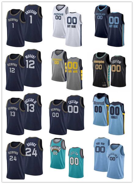 

75th men women youth memphis''grizzlies''24 dillon brooks ja 12 morant 1 kyle anderson 13 jaren jackson jr. custom baske, Black;red