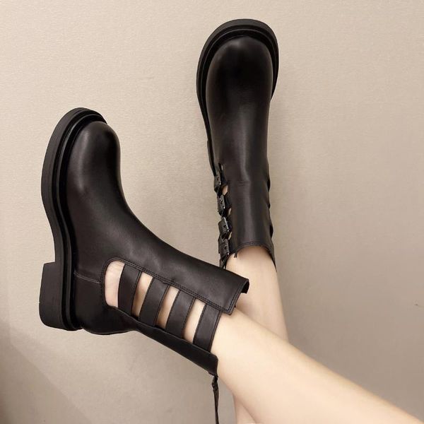 

boots 2021 spring and autumn temperament cool versatile black sandals