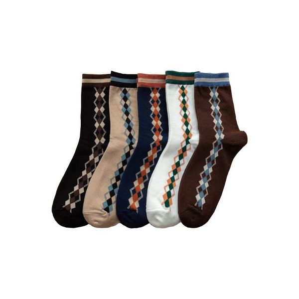 

men's socks 1 pair women's mid-tube autumn style cotton striped trendy, Black