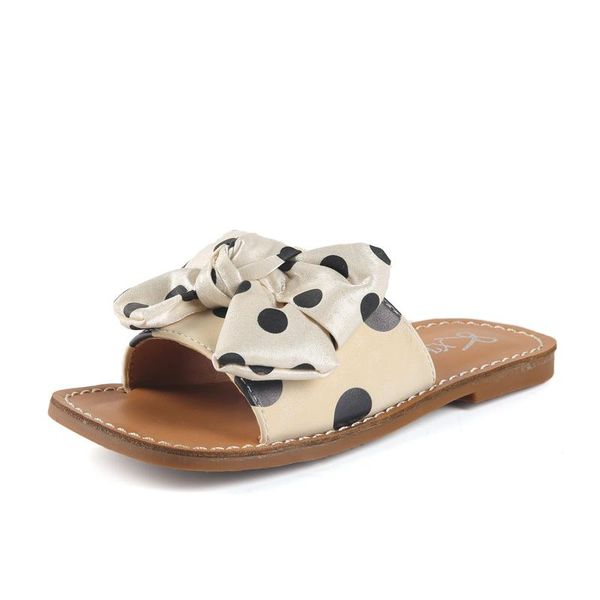 

slipper slippers girls wear 2021 bow-knot flat-bottomed fashion non-slip kids beach sandals and spot cute chic, Black;grey