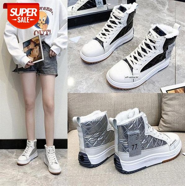 

women's snow boots, thick-soled high-shoes, versatile warm cotton thick and fleece ankle boots #xv8a