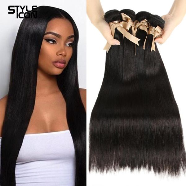 

human hair bulks styleicon brazillian straight bundles 100% 2 3 4 a lot mink double wefts, Black
