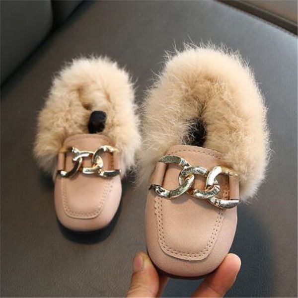 Çocuklar Ayakkabı Kış Peluş Çocuk Loafer Ayakkabı Moda Yürüyor Kızlar Prenses Parti Ayakkabı Kürk Erkek Rahat Sneakers