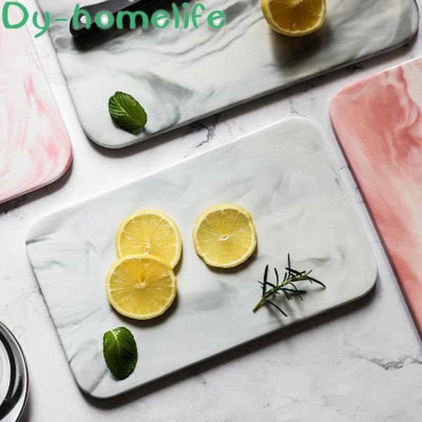 

kitchen storage & organization multi-size nordic gray pink rectangular marble pattern ceramic tray household supplies bone china western pla