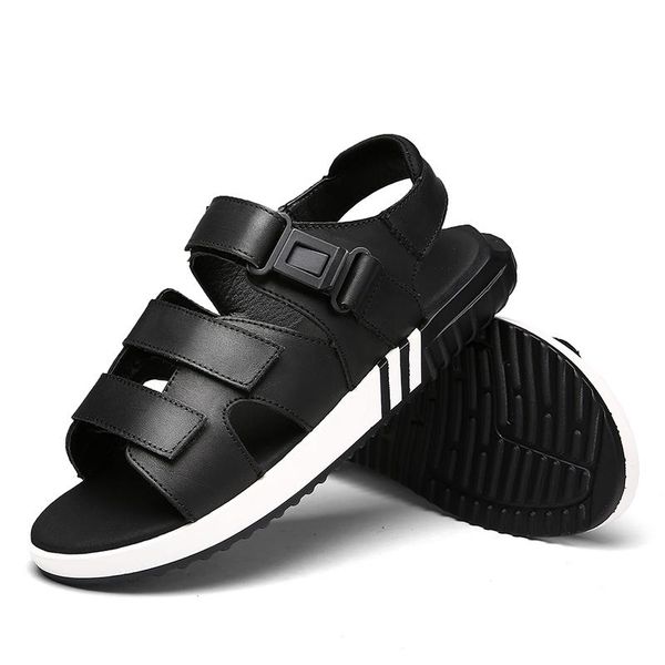 

sandals playa shoes de classic cuero masculino transpirables erkek verano women rubber 2021 big sport couple men hombre sandalen heren, Black