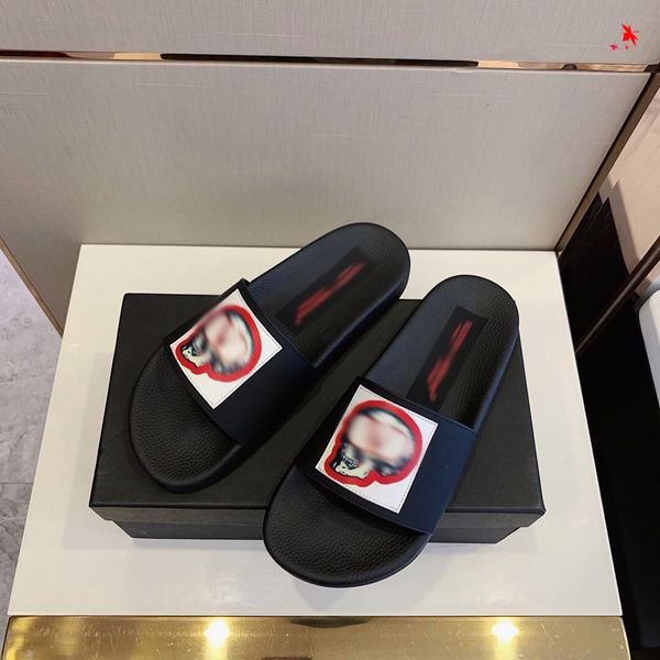 

luxurys men slippers designer rubber slides sandal mens designers flat fashion shoes beach flip flops flower with box size 39-45 -g441, Black